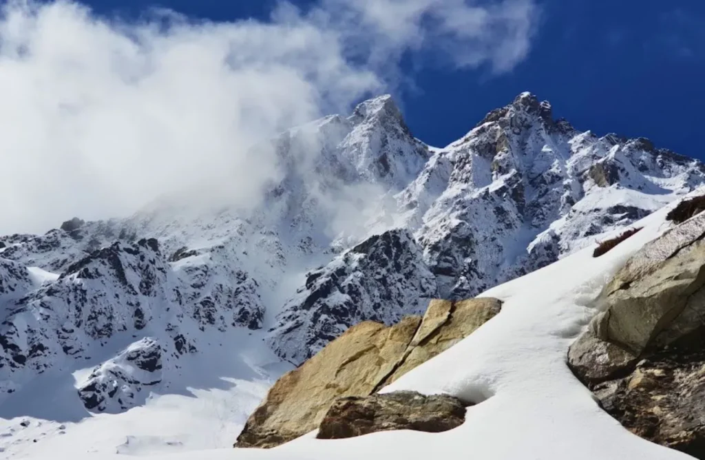 snow clad peaks